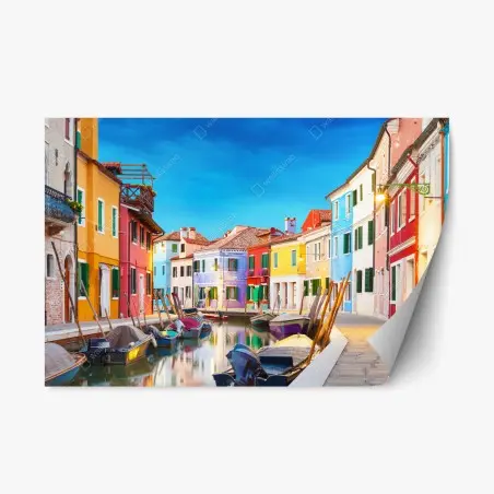Sticker repositionnable ruelle colorée à Burano – Wallnifity®