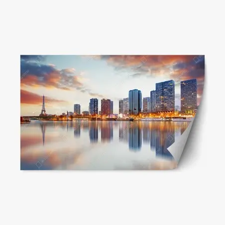 Sticker repositionnable crépuscule sur la ligne d'horizon de Paris – Wallnifity®