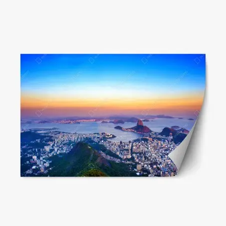 Sticker repositionnable panorama coloré de Rio de Janeiro au coucher du soleil – Wallnifity®