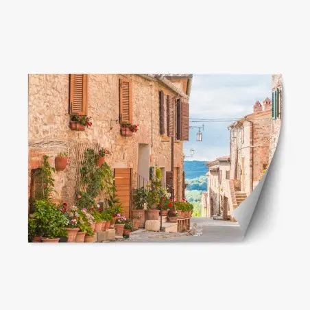Sticker repositionnable ruelle fleurie de la vieille ville de Toscane – Wallnifity®