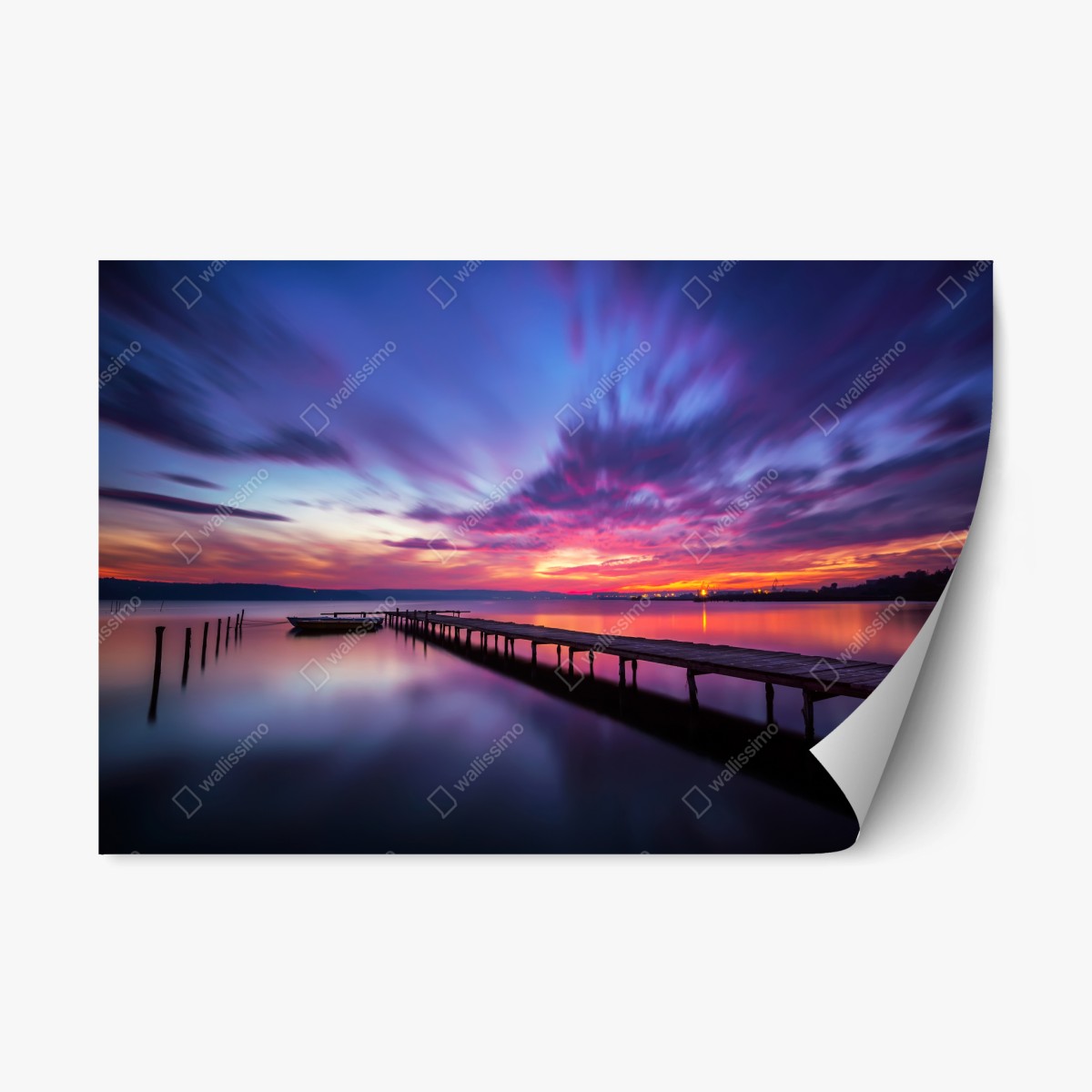Sticker repositionnable ponton au crépuscule pourpre – Wallnifity®