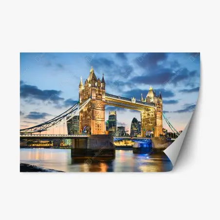 Sticker repositionnable pont emblématique de Londres illuminé au crépuscule – Wallnifity®