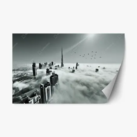 Sticker repositionnable Dubaï dans la brume urbaine – Wallnifity®