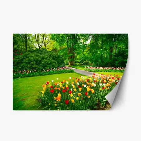 Sticker repositionnable jardin de Keukenhof en fleurs – Wallnifity®