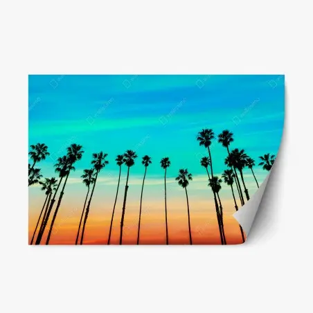 Sticker repositionnable lignes de palmiers au coucher du soleil à Santa Barbara – Wallnifity®