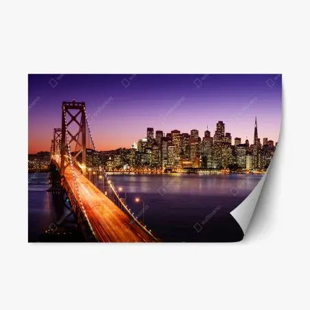 Sticker repositionnable coucher de soleil sur San Francisco et son pont emblématique – Wallnifity®