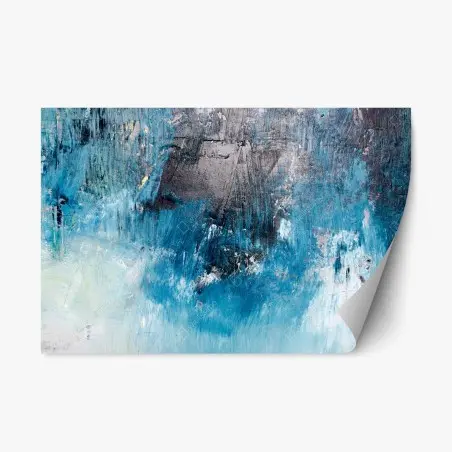 Sticker repositionnable océan abstrait en textures bleues – Wallnifity®