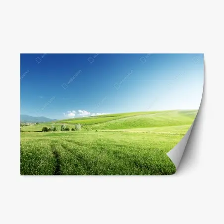 Sticker repositionnable collines verdoyantes sous ciel bleu – Wallnifity®