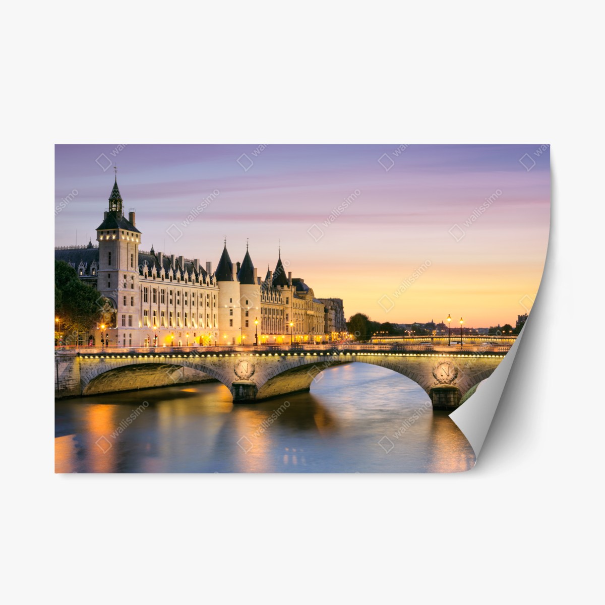 Sticker repositionnable élégance nocturne de Paris au bord de la Seine – Wallnifity®