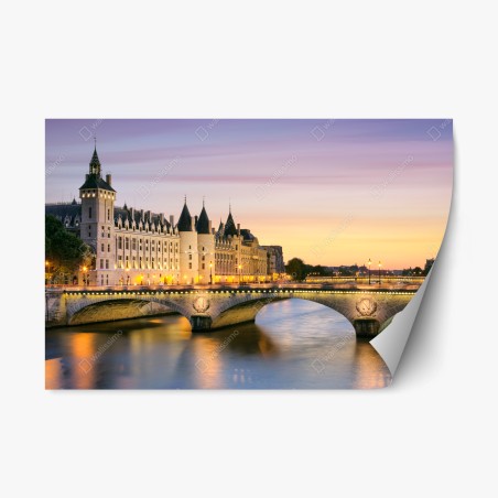 Sticker repositionnable élégance nocturne de Paris au bord de la Seine – Wallnifity®