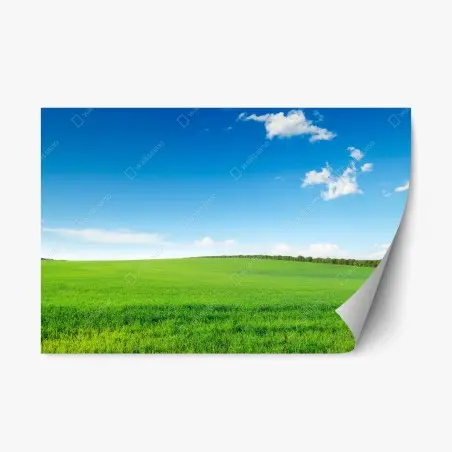 Sticker repositionnable paysage champêtre verdoyant sous ciel bleu – Wallnifity®