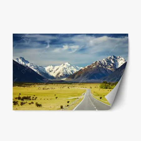 Sticker repositionnable route panoramique vers les Alpes du Sud, Nouvelle-Zélande – Wallnifity®