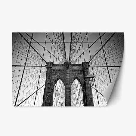 Sticker repositionnable perspective du pont de Brooklyn en noir et blanc – Wallnifity®