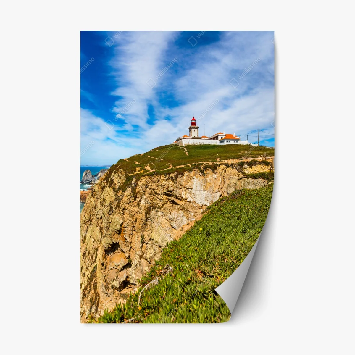 Sticker repositionnable phare de Cabo da Roca sur falaises de l'Atlantique – Wallnifity® Sticker repositionnable phare de Cabo da Roca sur falaises de l'Atlantique – Wallnifity®