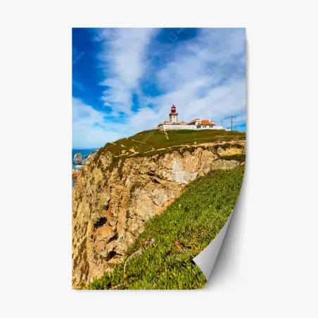 Sticker repositionnable phare de Cabo da Roca sur falaises de l'Atlantique – Wallnifity®