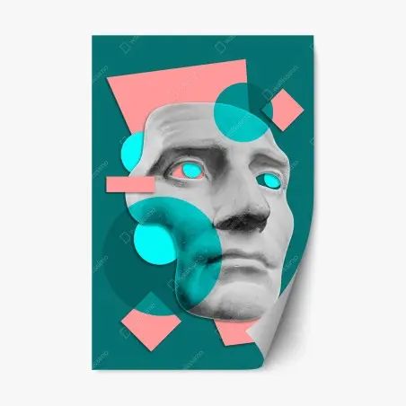 Sticker repositionnable visage antique en collage géométrique – Wallnifity®