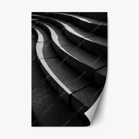 Sticker repositionnable escalier en béton abstrait : jeu de lignes et de lumière – Wallnifity®