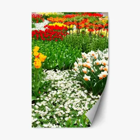 Sticker repositionnable champ floral printanier aux couleurs vives – Wallnifity®