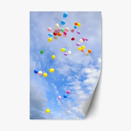 Sticker repositionnable volée de ballons colorés – Wallnifity®
