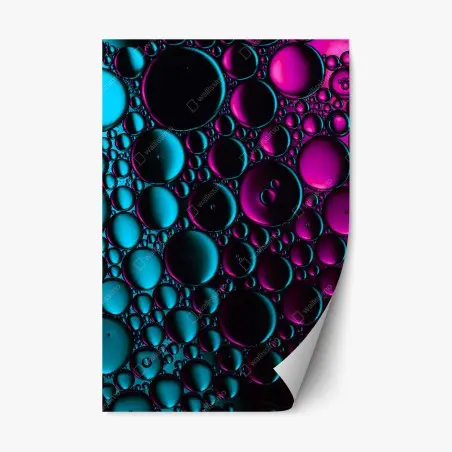 Sticker repositionnable composition abstraite de bulles cyan et magenta – Wallnifity®