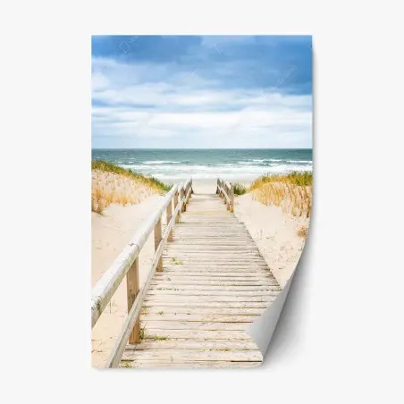 Sticker repositionnable passerelle en bois vers la plage à Sylt – Wallnifity®