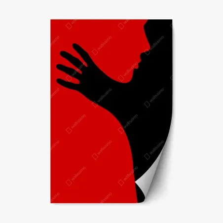 Sticker repositionnable silhouette romantique en contraste noir et rouge – Wallnifity®