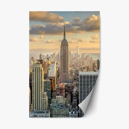 Sticker repositionnable coucher de soleil sur New York, vue sur l'Empire State – Wallnifity®