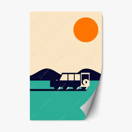 Sticker repositionnable escapade rétro au coucher de soleil – Wallnifity®