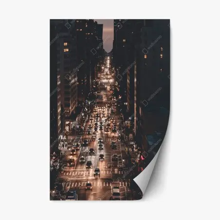 Sticker repositionnable avenue de Manhattan sous les lumières – Wallnifity®