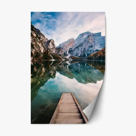 Sticker repositionnable reflets d'altitude sur lac alpin – Wallnifity®