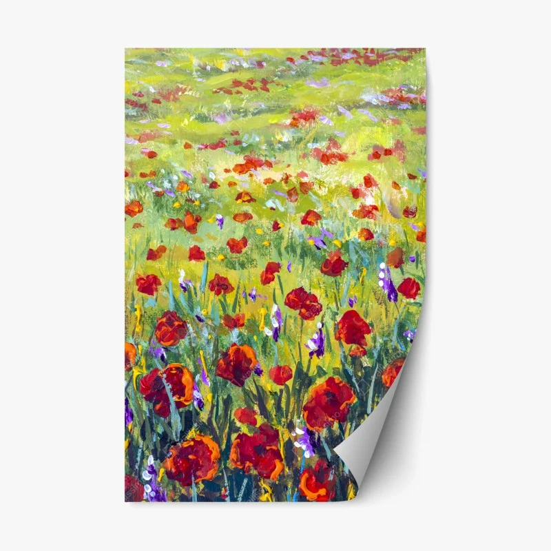 Sticker repositionnable champ de coquelicots style Monet – Wallnifity®