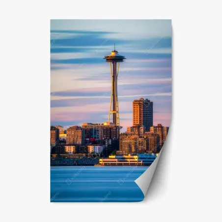 Sticker repositionnable vue emblématique de la Space Needle à Seattle – Wallnifity®