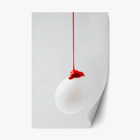Sticker repositionnable œuf minimaliste peint en rouge – Wallnifity®
