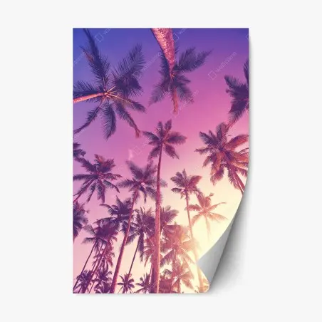 Sticker repositionnable sérénité sous les palmiers au coucher du soleil – Wallnifity®