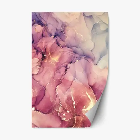 Sticker repositionnable abstraction marbrée rosée aux reflets dorés – Wallnifity®