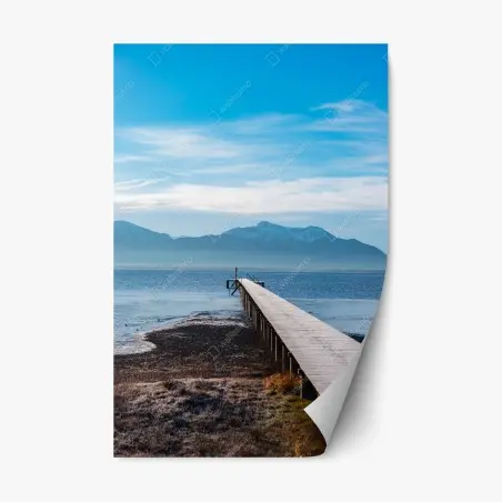 Sticker repositionnable jetée vers le lac et les montagnes – Wallnifity®