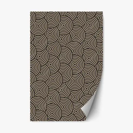 Sticker repositionnable motif concentrique rétro beige et noir – Wallnifity®