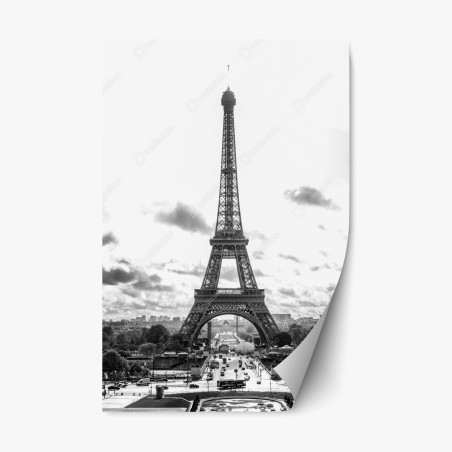 Sticker repositionnable silhouette monochrome de la Tour Eiffel – Wallnifity®