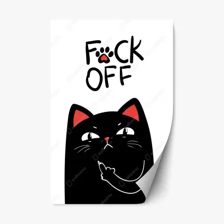 Sticker repositionnable chat noir insolent au message provocateur – Wallnifity®