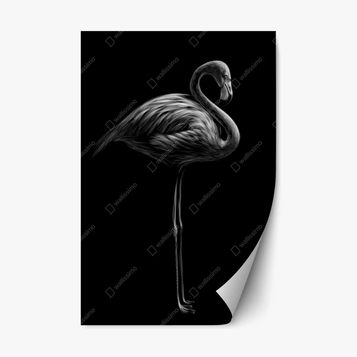 Sticker repositionnable flamant gracieux en monochrome – Wallnifity® Sticker repositionnable flamant gracieux en monochrome – Wallnifity®