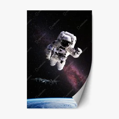 Sticker repositionnable astronaute en apesanteur au-dessus de la Terre – Wallnifity®