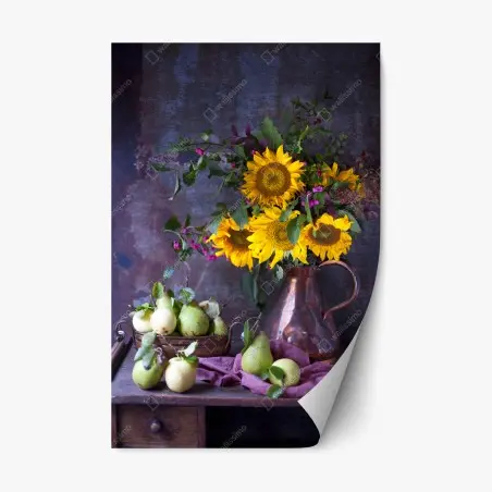 Sticker repositionnable bouquet de tournesols et fruits d'automne – Wallnifity®