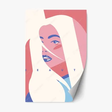 Sticker repositionnable portrait pop minimaliste aux tons pastel – Wallnifity®