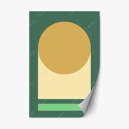 Sticker repositionnable composition géométrique ocre et vert – Wallnifity®