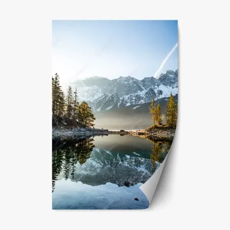 Sticker repositionnable reflet alpin au lever du soleil – Wallnifity®