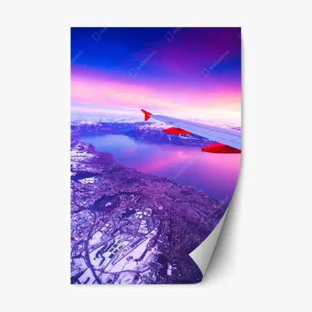 Sticker repositionnable envol au-dessus du lac au crépuscule – Wallnifity®