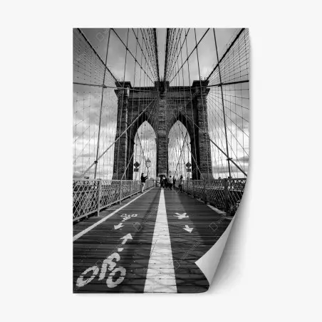 Sticker repositionnable pont de Brooklyn en perspective – Wallnifity®
