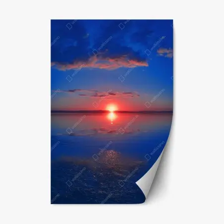 Sticker repositionnable crépuscule rouge sur le lac – Wallnifity®