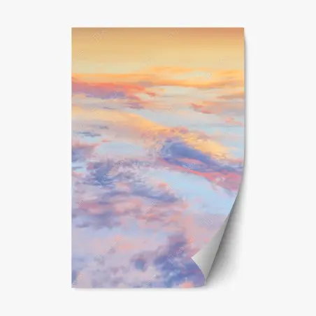 Sticker repositionnable aube pastel et nuages dorés – Wallnifity®