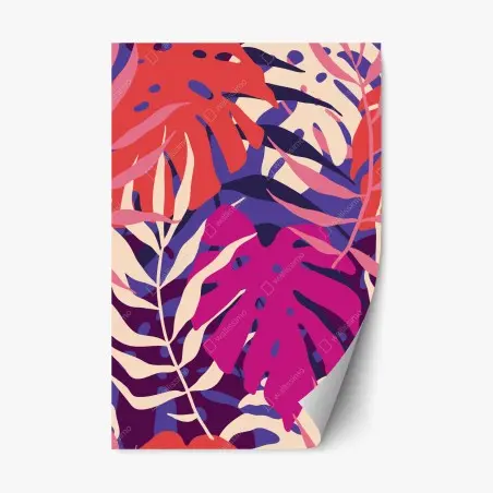 Sticker repositionnable jungle rétro aux feuilles pastel – Wallnifity®